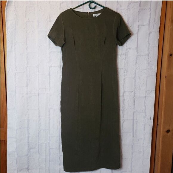 SAMANTHA TAYLOR Pine Green Moleskin Dress & Blazer Set 6P - Picture 7 of 9